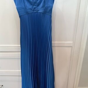 House of Harlow 1960 Blue Pleated Sheath Maxi Dress